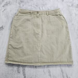 Vintage Liz Claiborne Villager Sport Skirt Womens 14 Green Denim Pencil Mini